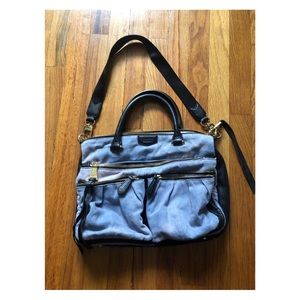 Chambray blue with pink tones bags